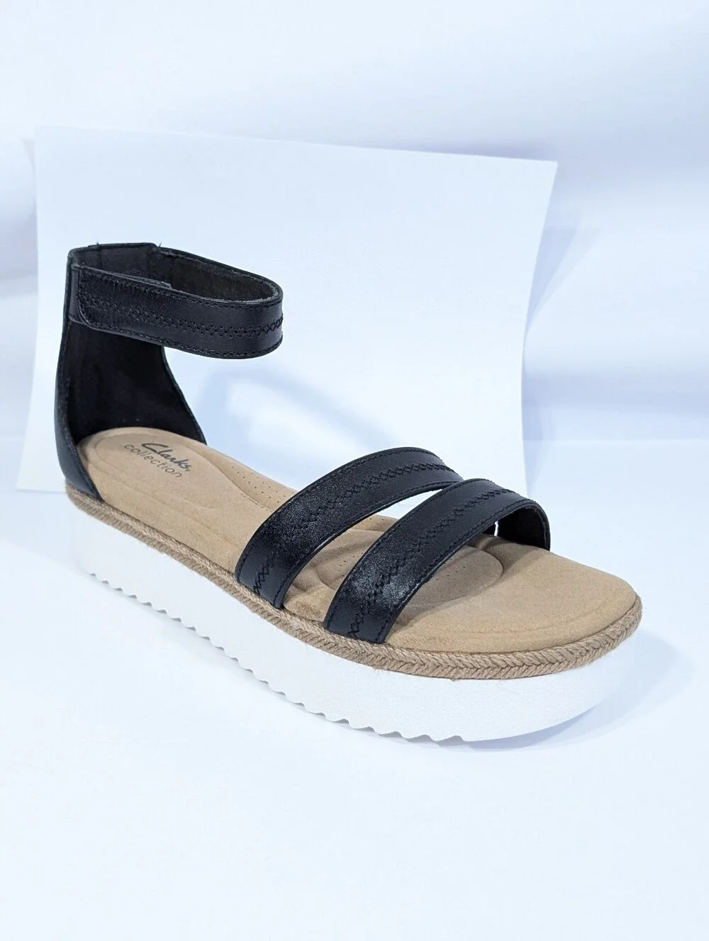 Clarks Black Leather Sandals 10.5 New Women Platform Shoes Lana Glide chunky